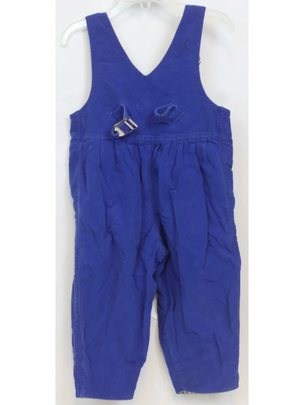 VTG 1990s Esprit Kids Boys Overalls sz 24m Blue Plaid Bear Head Velour Adjustabl